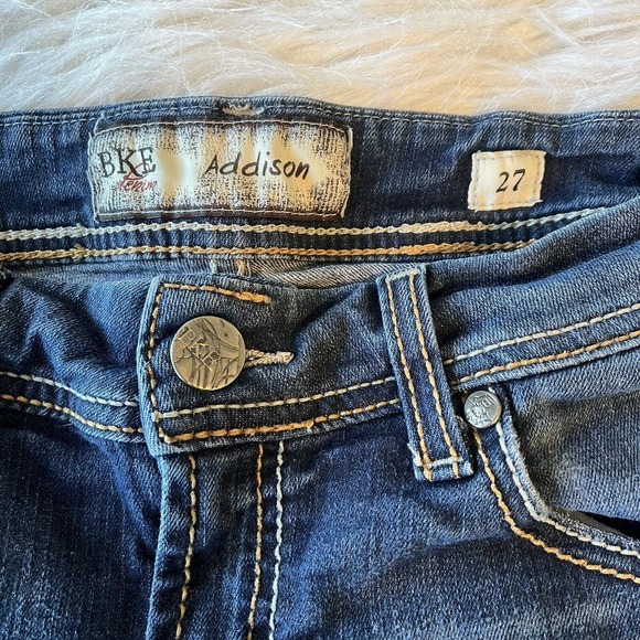 BKE Jeans Womens Size 27 30x27 Blue Dark Wash Addison Crop Denim Bootcut Y2K - Picture 5 of 11